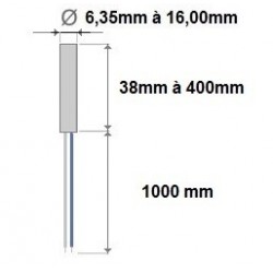 Cartouche chauffante diamètre 9,5x127mm de 500Watt